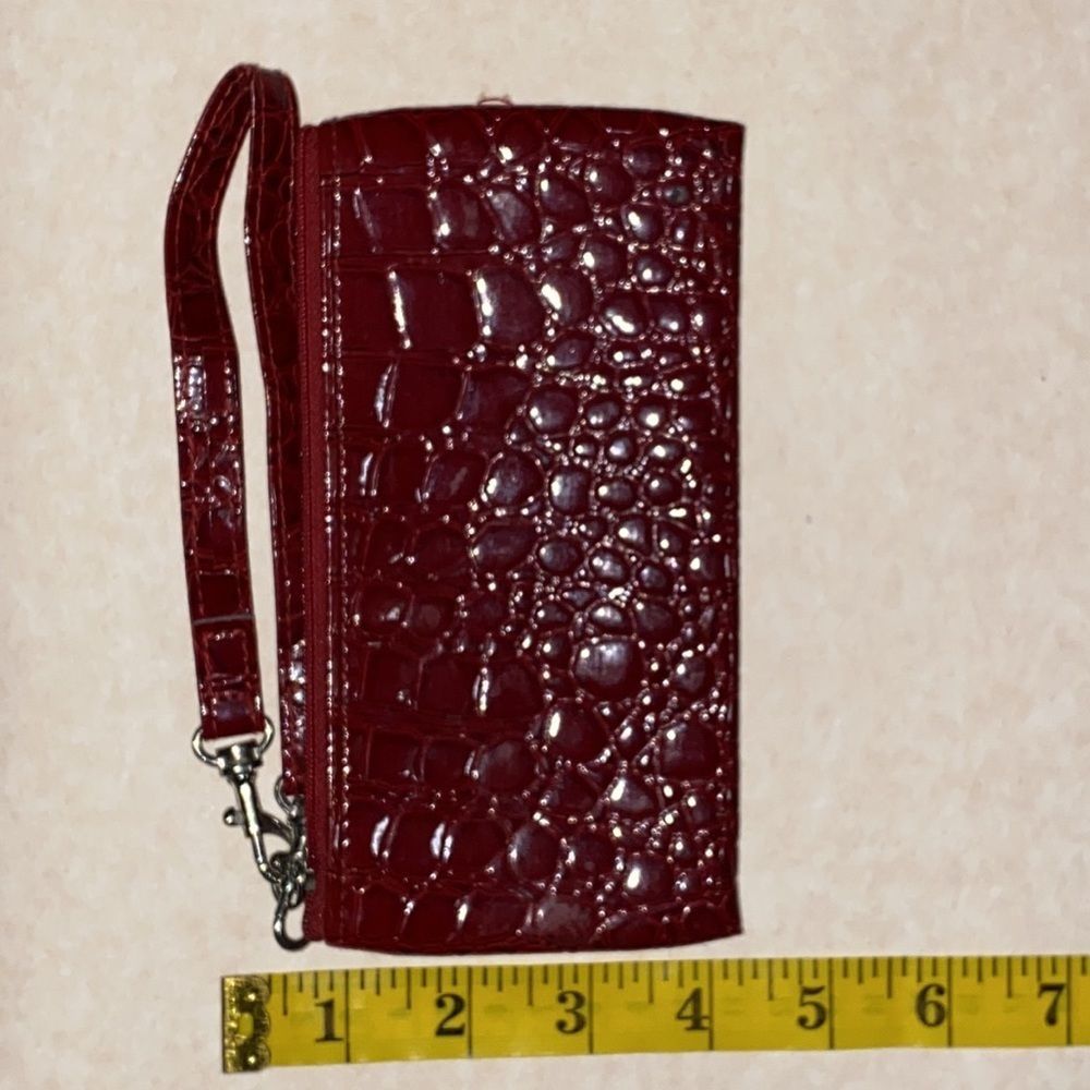 Red Snakeskin Mini Rectangular Clutch/Wristlet - image 4